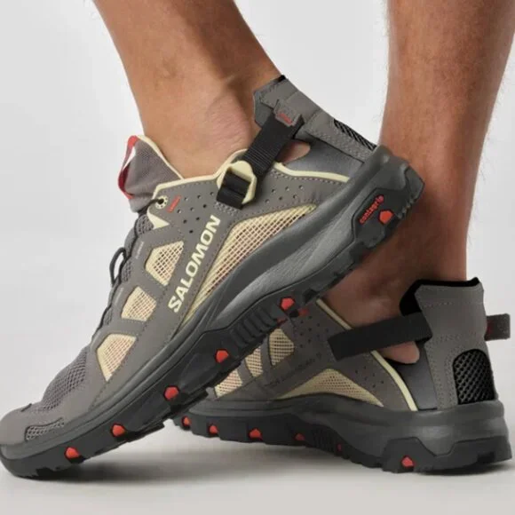 NEW Salomon TECHAMPHIBIAN 5 Men's Water Shoes Size 9.5 Pewter/Moth/Fiery Red - Picture 2 of 15